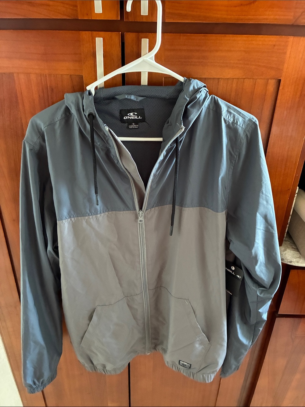 O'Neill Men's Two-Tone Gray Hooded Windbreaker Jacket